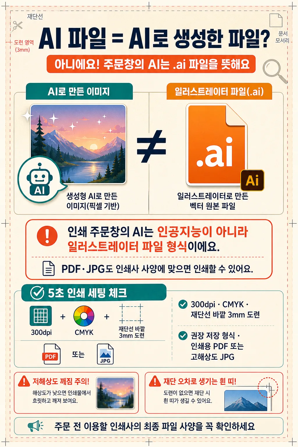 AI 파일과 인공지능 이미지를 구분하는 인쇄 준비 체크리스트 프롬프트 미리보기
