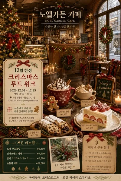 크리스마스 카페·매장 무드 (12월 한정) AI 프롬프트 미리보기