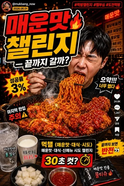 먹방 챌린지 릴스 표지 AI 프롬프트 미리보기