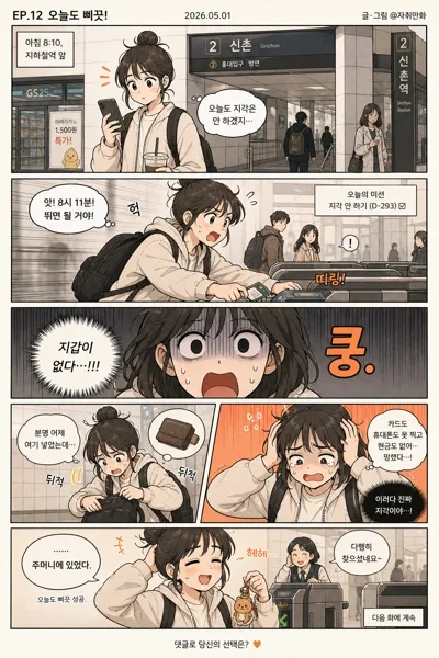 세로 스크롤 웹툰 한 장 AI 프롬프트 미리보기