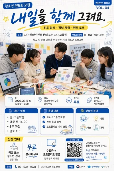 청소년 진로 멘토링·체험 프로그램 모집 AI 프롬프트 미리보기