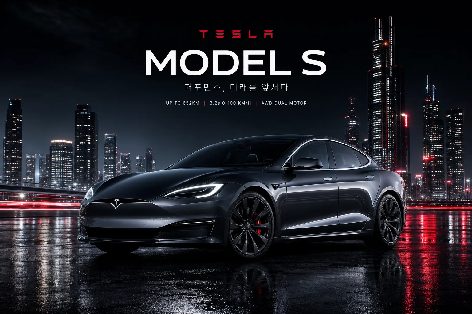 Tesla 전기차 광고 (미래·럭셔리) Prompt preview
