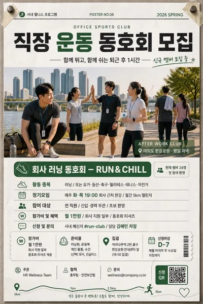직장 운동 동호회 모집 포스터 Prompt preview