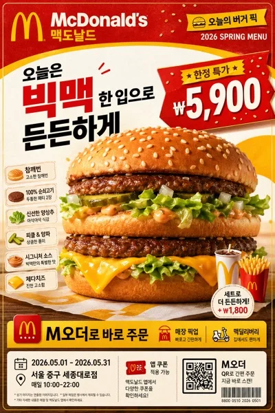 맥도날드 버거 광고 AI 프롬프트 미리보기