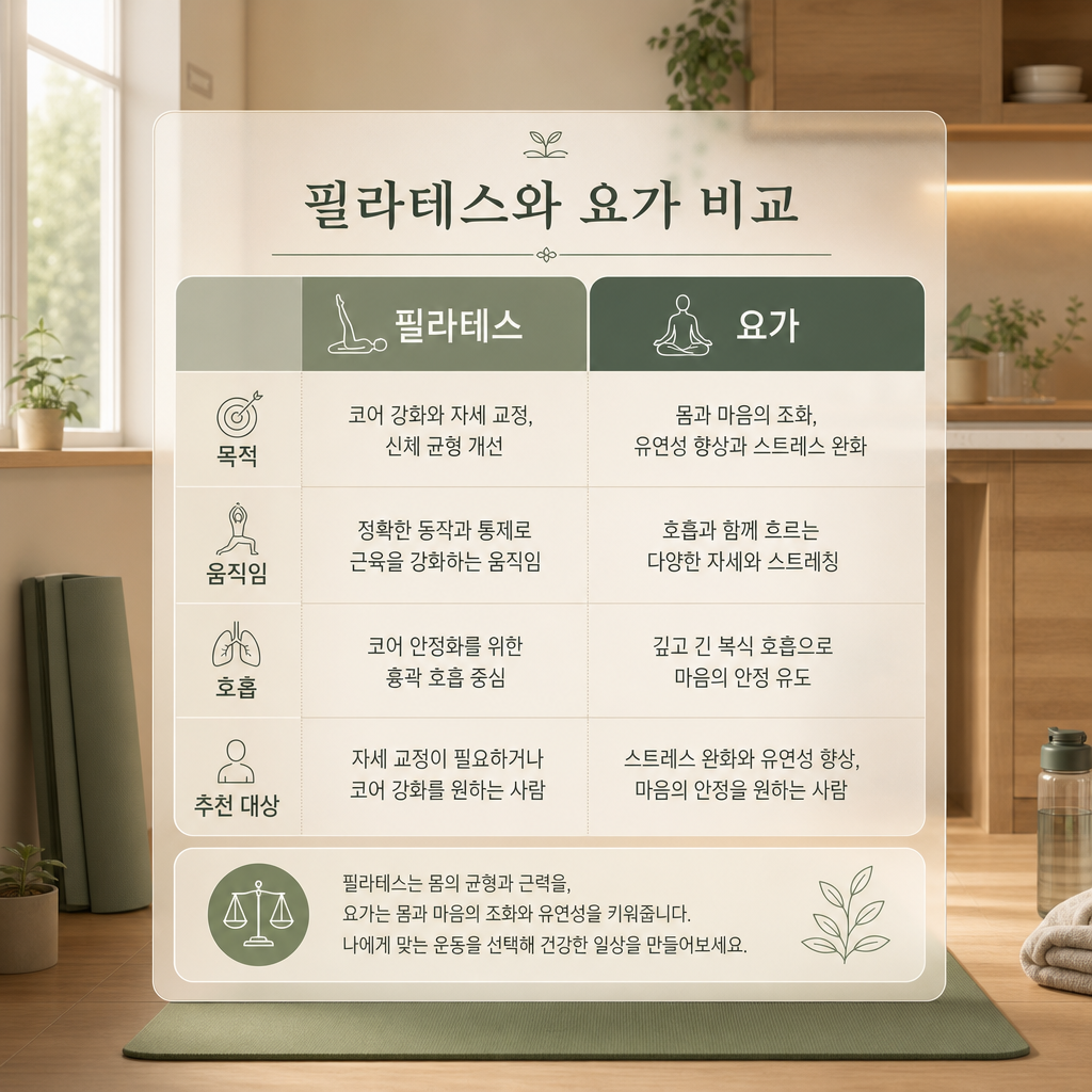 운동 비교표 미리보기