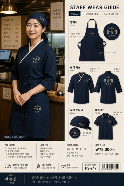 직원 유니폼·앞치마·캡 목업 AI 프롬프트 미리보기
