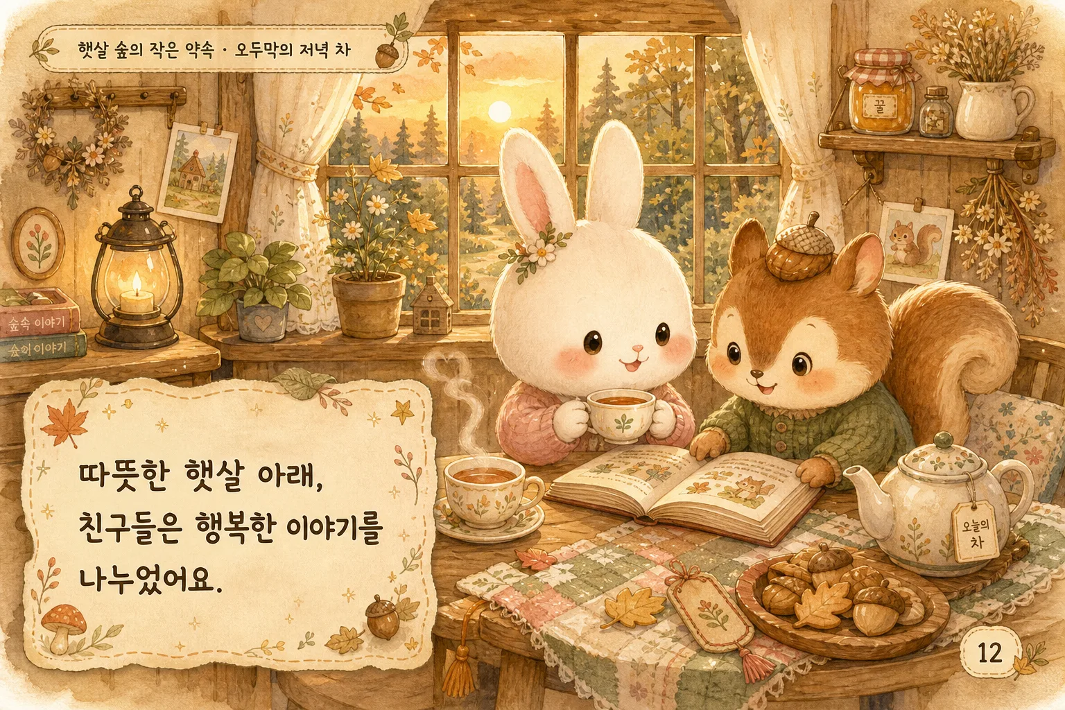 한국 동화책 페이지 일러스트 プロンプトのプレビュー
