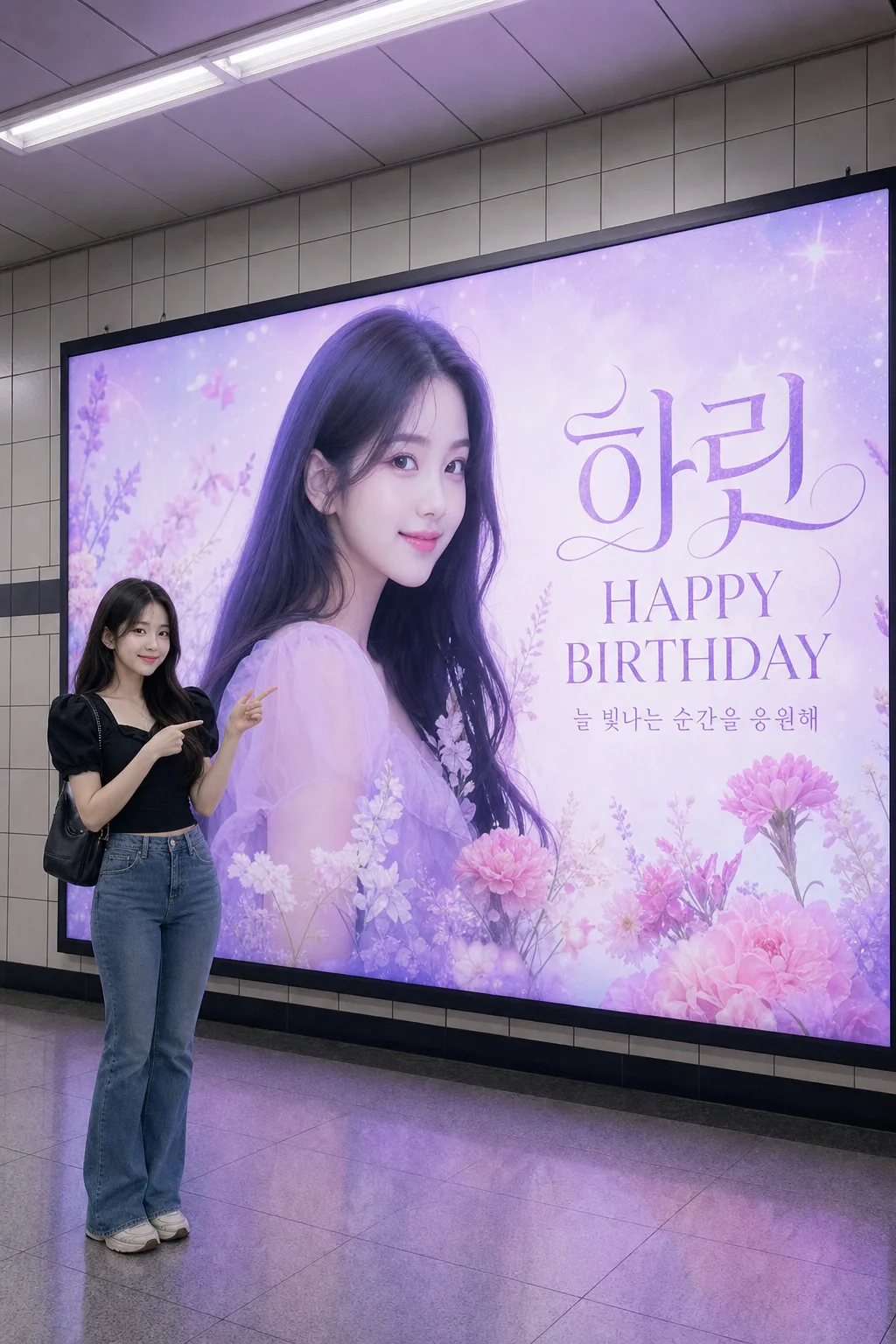 지하철 생일 응원 광고 プロンプトのプレビュー
