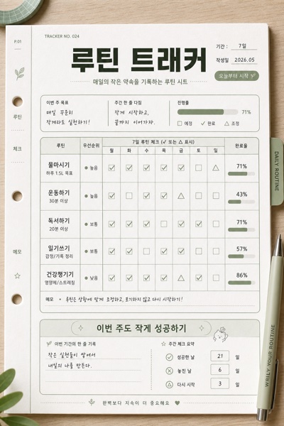 루틴 트래커 시트 미리보기