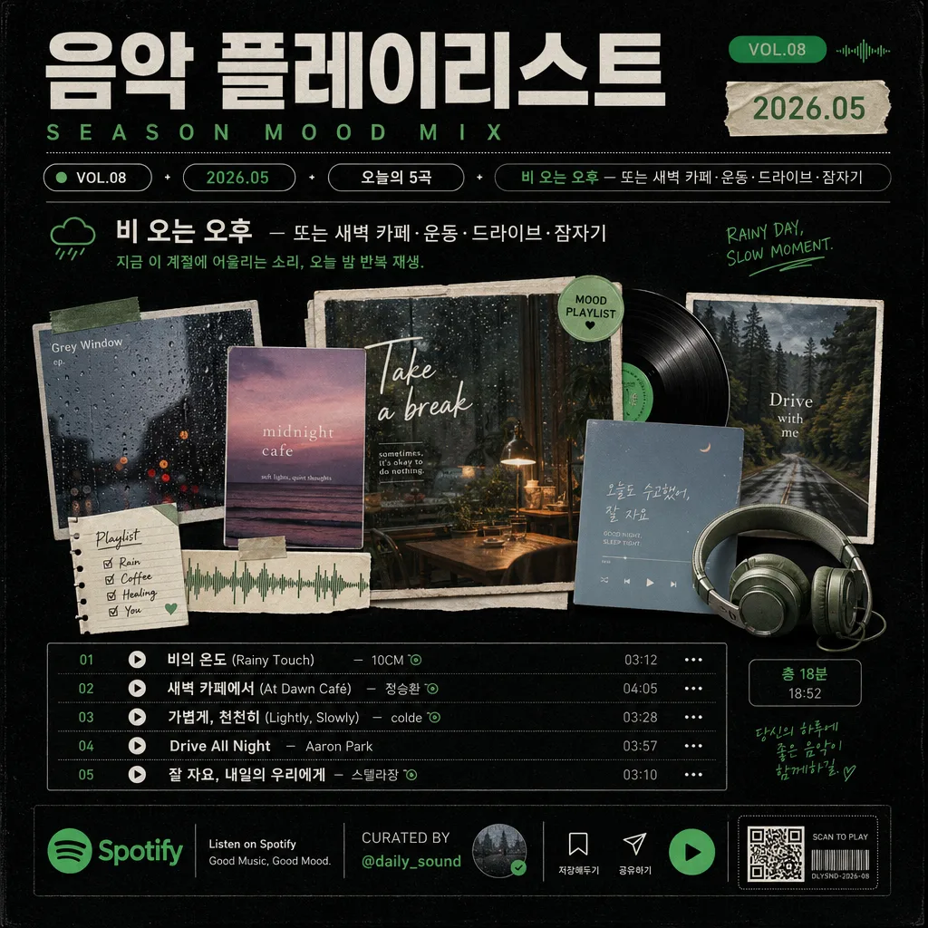 음악 플레이리스트 카드 (시즌·무드) 提示詞預覽