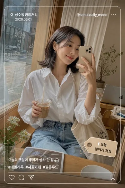 한국 인스타 인플루언서 셀카 톤 AI 프롬프트 미리보기