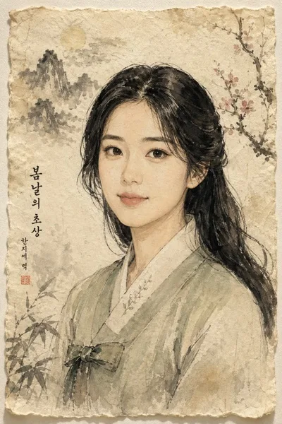 동양화 한지 초상화 AI 프롬프트 미리보기
