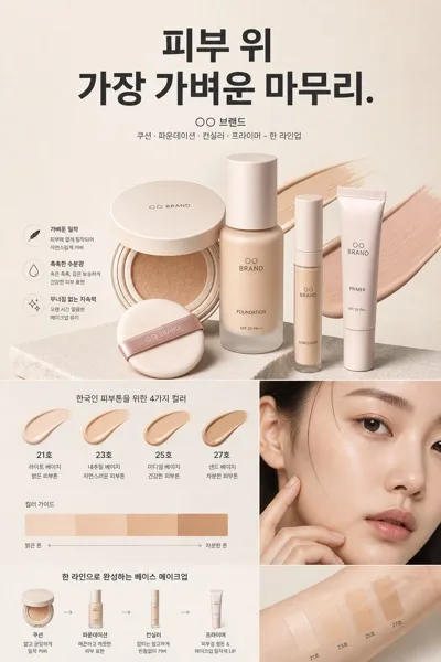 베이스 메이크업 광고 AI 프롬프트 미리보기