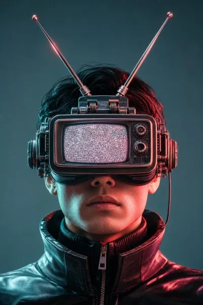 TV 안테나 VR 초현실 캐릭터 초상 AI 프롬프트 미리보기