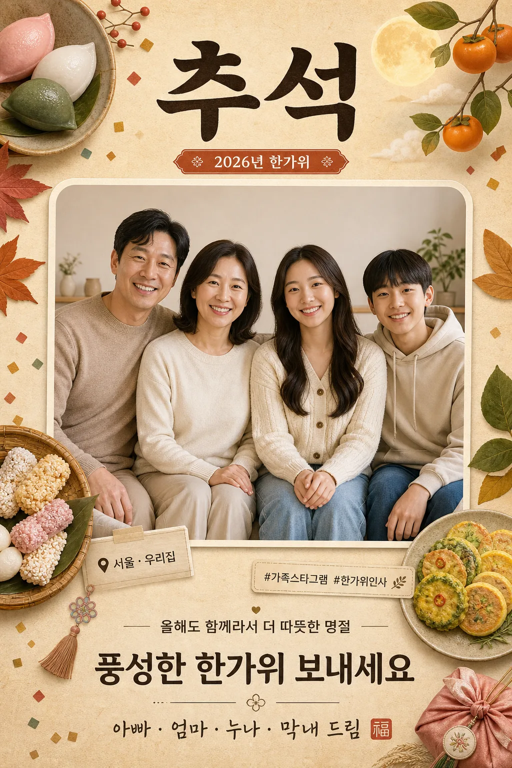 명절 가족 인사 카드 提示詞預覽