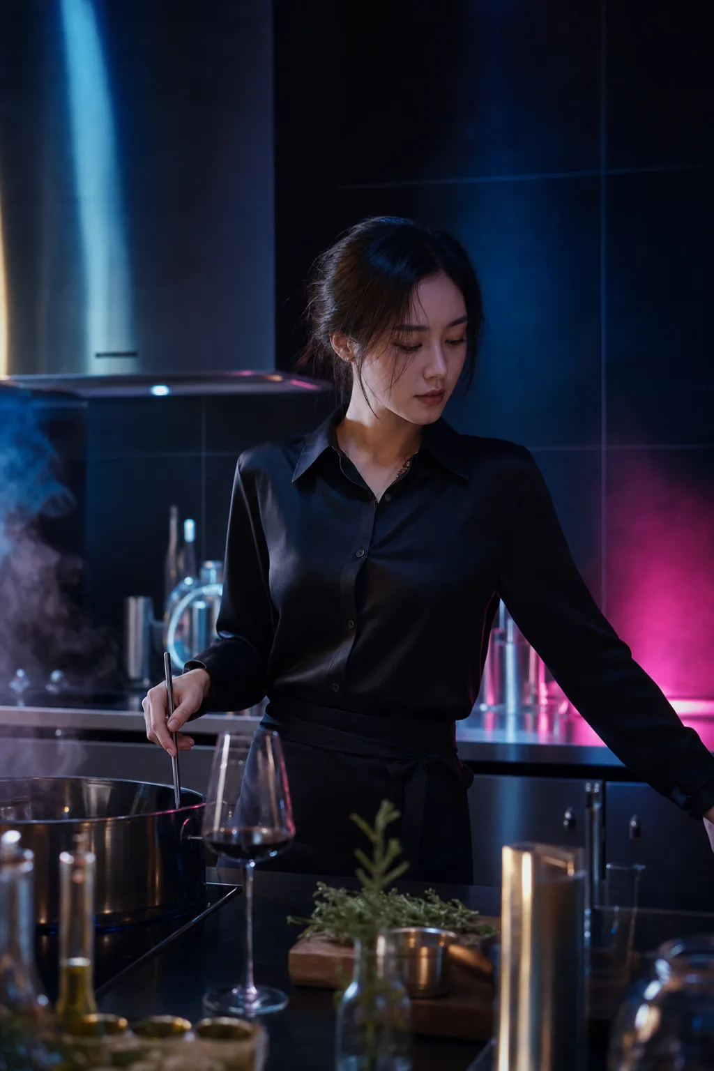 네온 주방 화보 プロンプトのプレビュー
