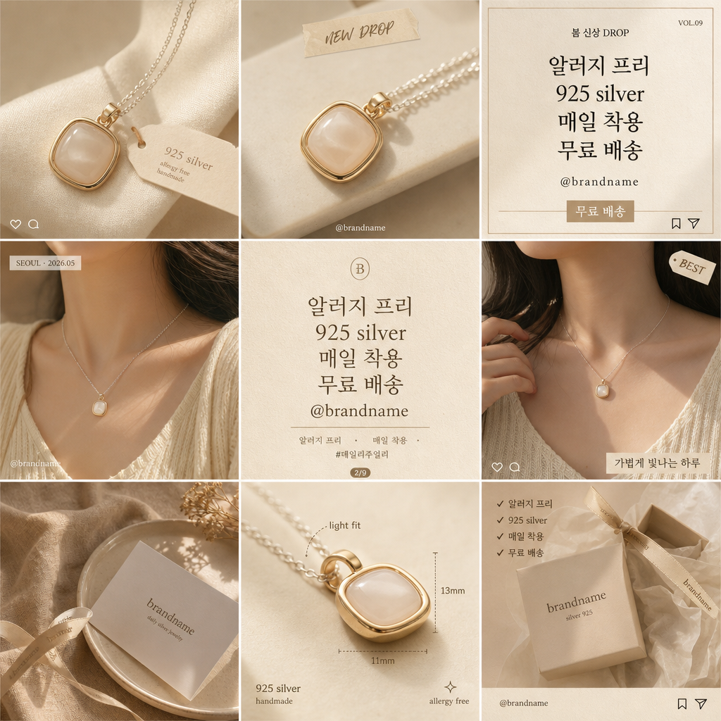 액세서리 인스타그램 9컷 그리드 미리보기