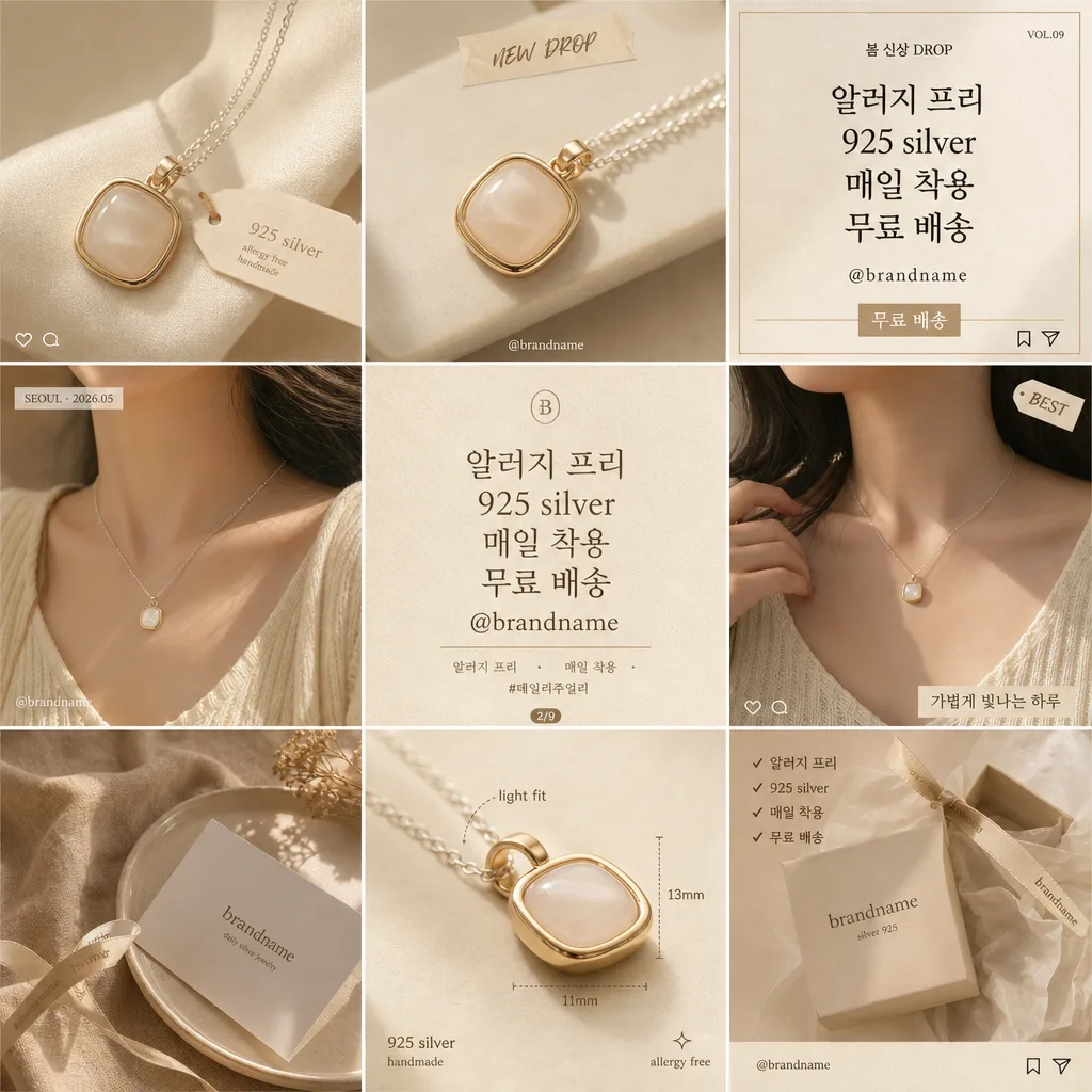 액세서리 인스타그램 9컷 그리드 提示詞預覽