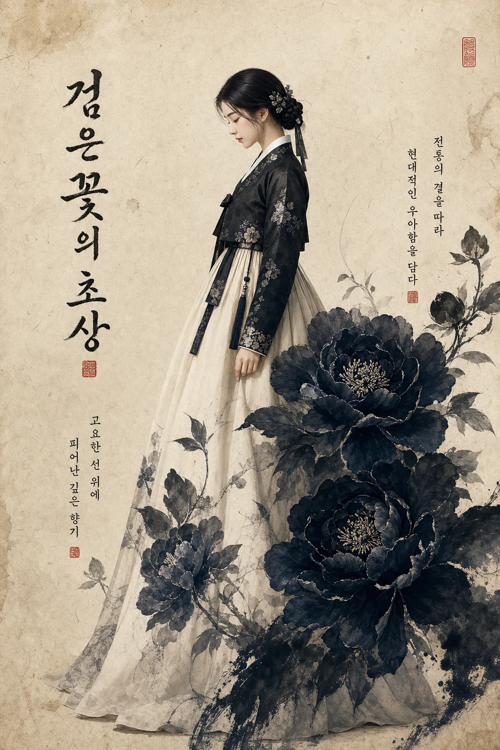 먹빛 한복 화보 포스터 Prompt preview