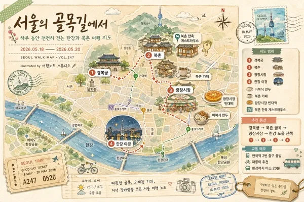 여행 일러스트 지도 (한국 도시·해외) AI 프롬프트 미리보기