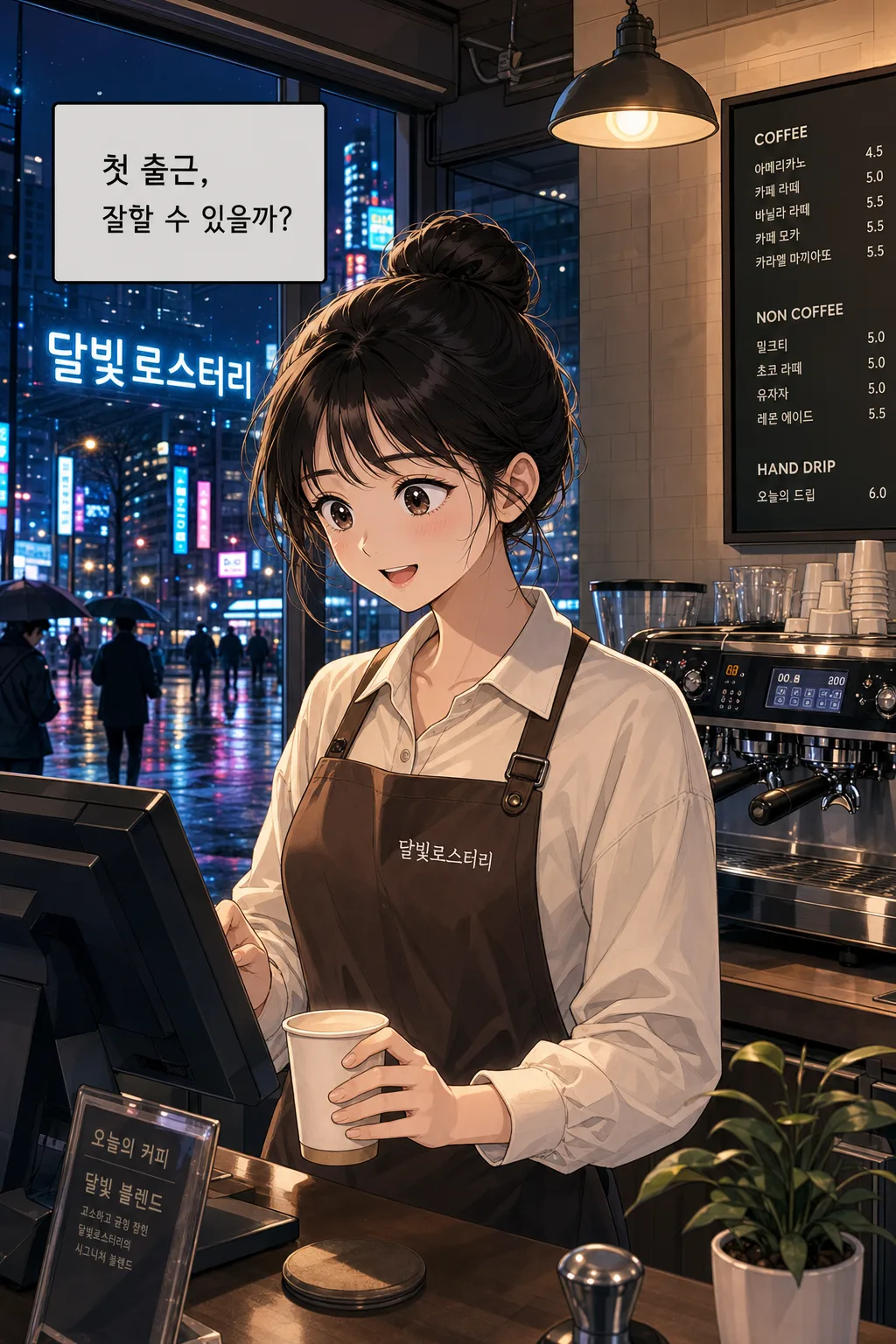 첫날 카페알바 プロンプトのプレビュー