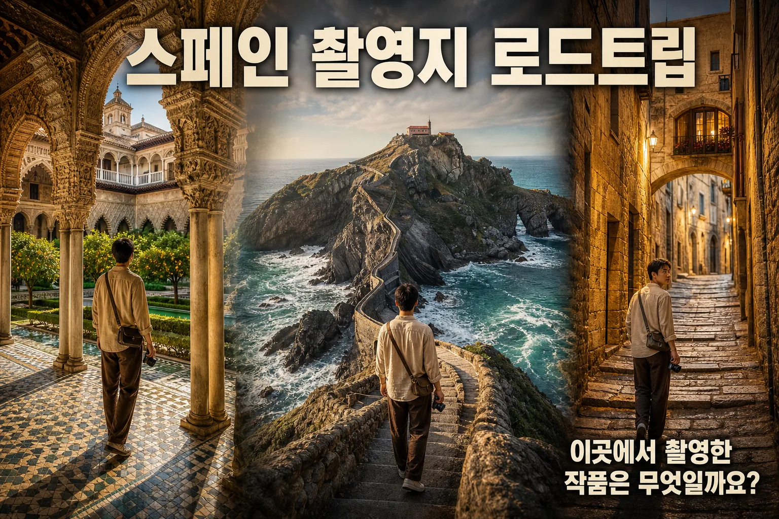 스페인 유명 촬영지 3곳 시네마틱 여행 브이로그 썸네일 프롬프트 미리보기