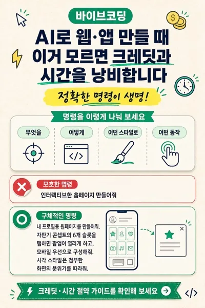 바이브코딩 명령 공식과 프롬프트 비교 인포그래픽 프롬프트 미리보기
