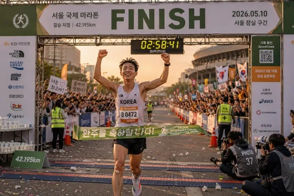 마라톤 결승선 감동 컷 AI 프롬프트 미리보기