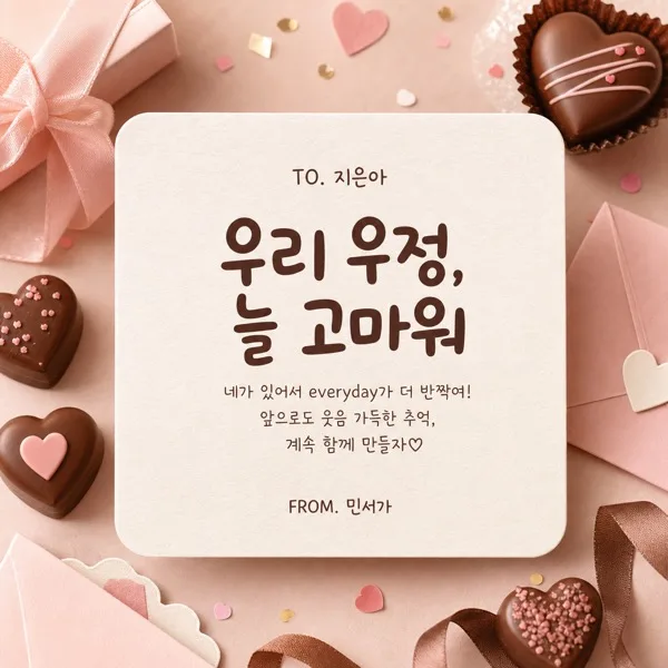 우정초콜릿카드 AI 프롬프트 미리보기