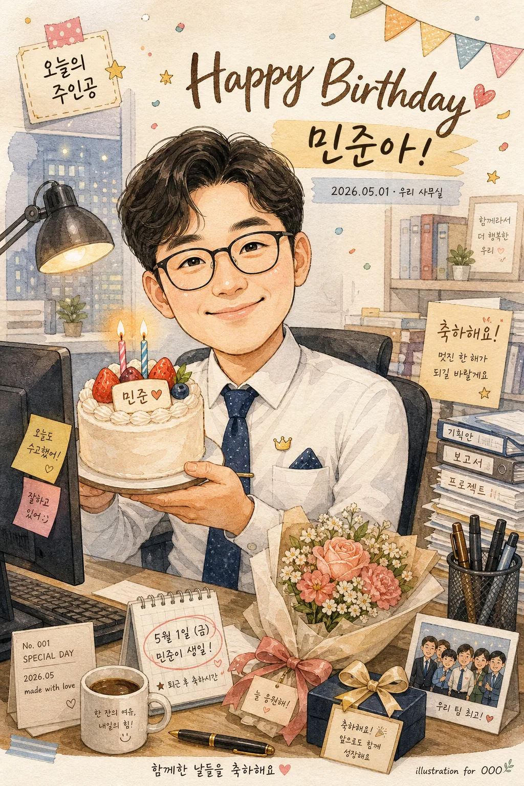 기념일 캐리커처 일러스트 Prompt preview