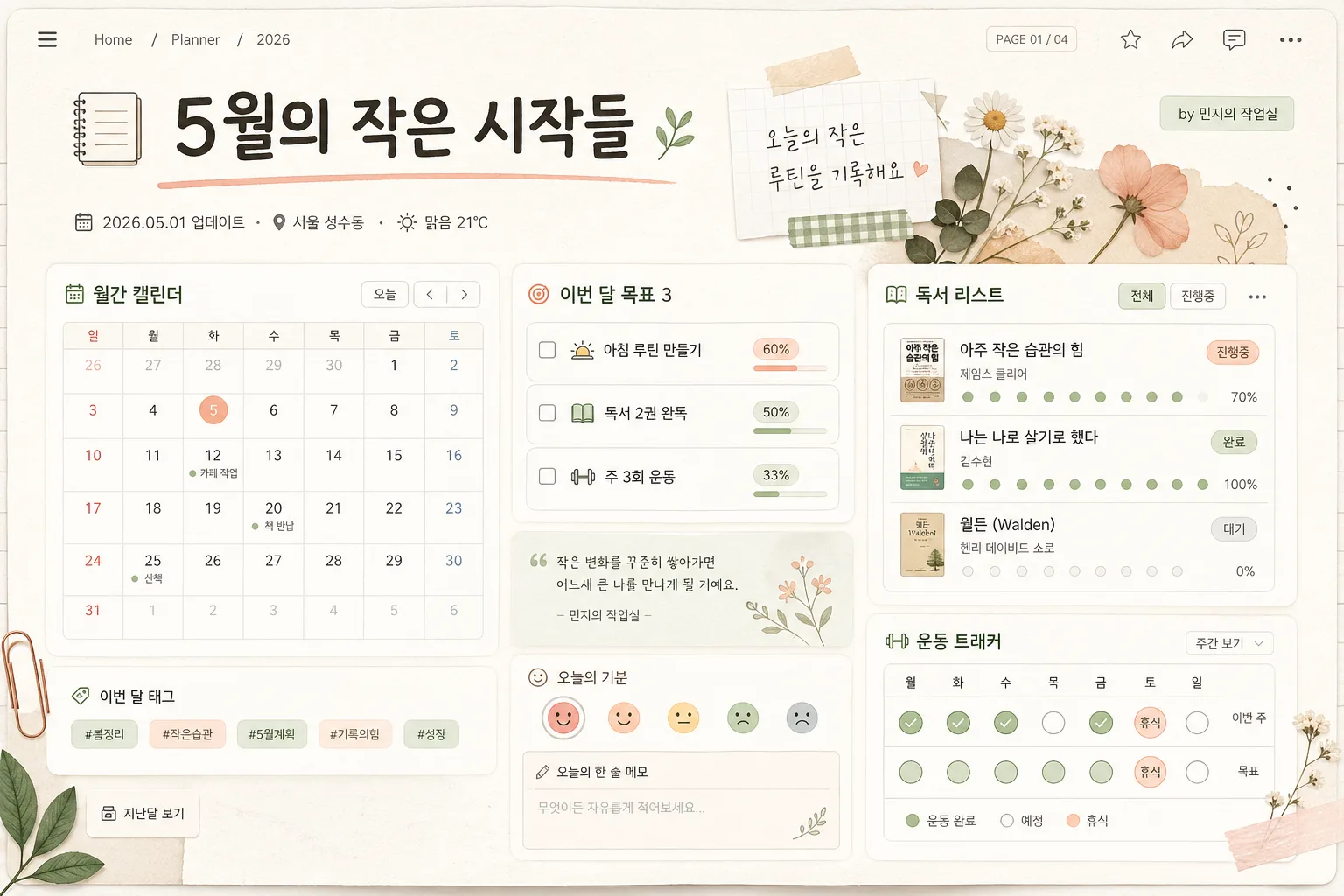 노션 페이지 커버·다이어리 페이지 디자인 提示詞預覽