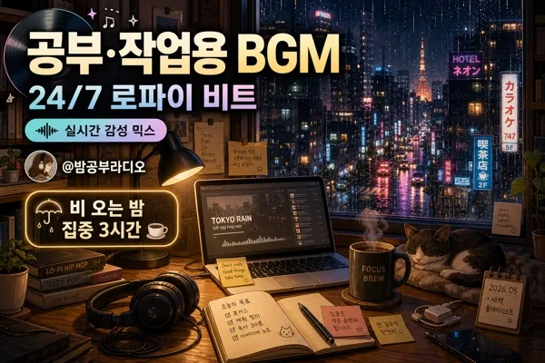 공부·작업 로파이 BGM 영상 표지 AI 프롬프트 미리보기