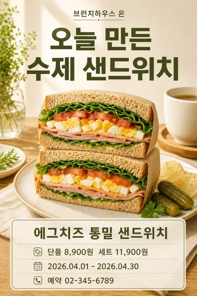 브런치 샌드위치 AI 프롬프트 미리보기