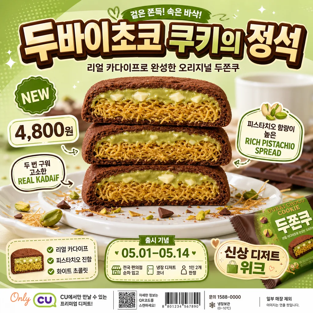 두쫀쿠 편의점 신상 디저트 포스터 Prompt preview